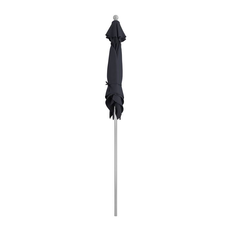 California Umbrella 6' Sq. Aluminum Frame, Fiberglass Rib Patio Umbrella, Push Open, Anodized Sliver Finish, Sunbrella Fabric