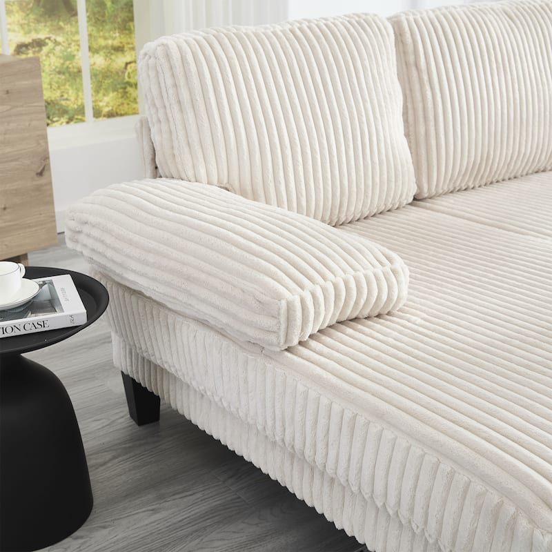 Symmetrical Corduroy Double Chaise Couch U-shaped Sectional Sofa