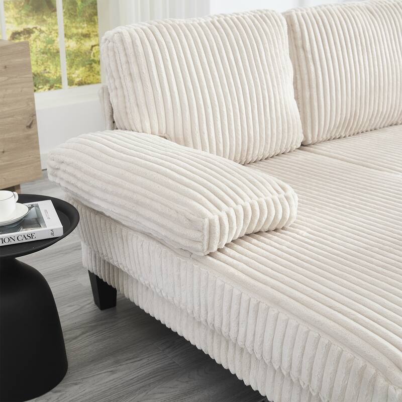 U-Shaped Modular Sectional Sofa with Double Chaise Lounge, Convertible Deep Seat Sleeper Sofa, Velvet Upholstered 4 Seater Sofa