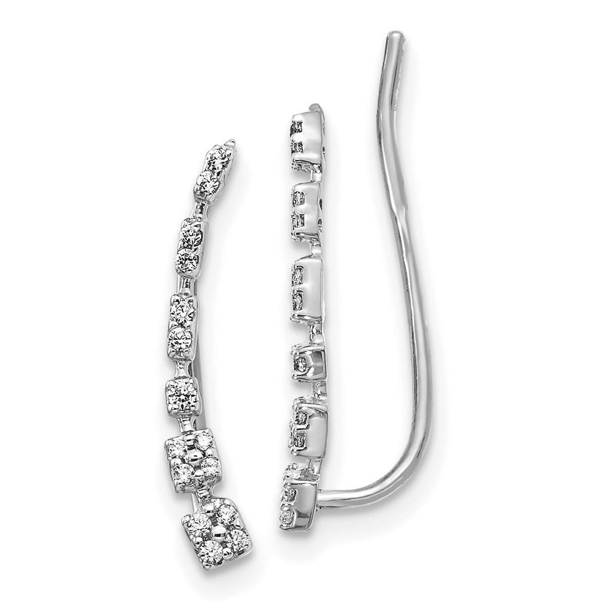 Curata 14k White Gold 19x3mm Diamond Earrings