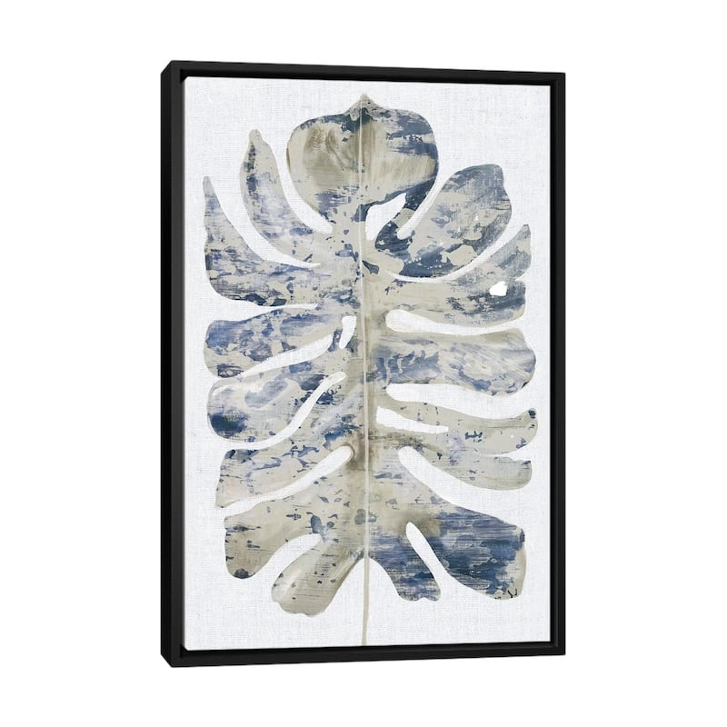 iCanvas "Large Indigo Leaf I" by Eva Watts Framed - Black - 40x26