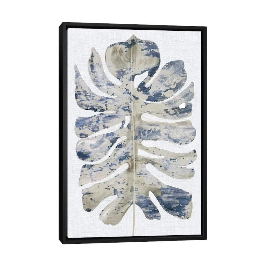 iCanvas "Large Indigo Leaf I" by Eva Watts Framed