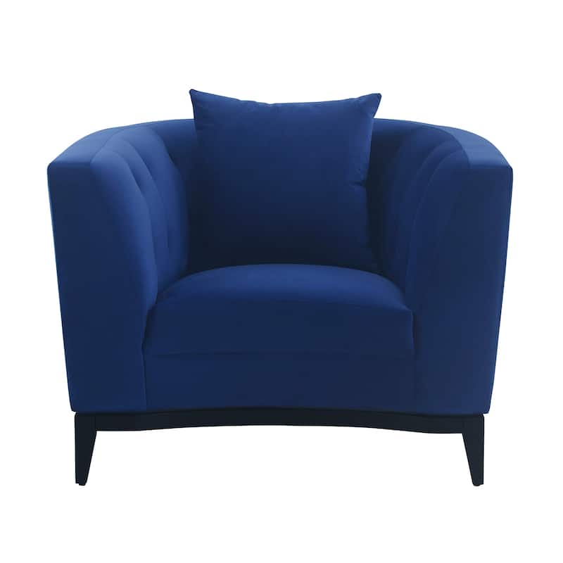 Melange Velvet Accent Chair with Black Wood Base