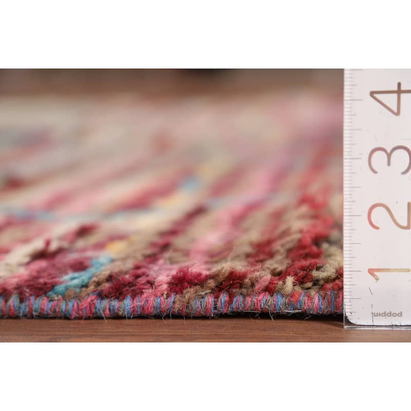Striped Trellis Moroccan Area Rug Handmade Wool Carpet - 5'8" x 9'9"