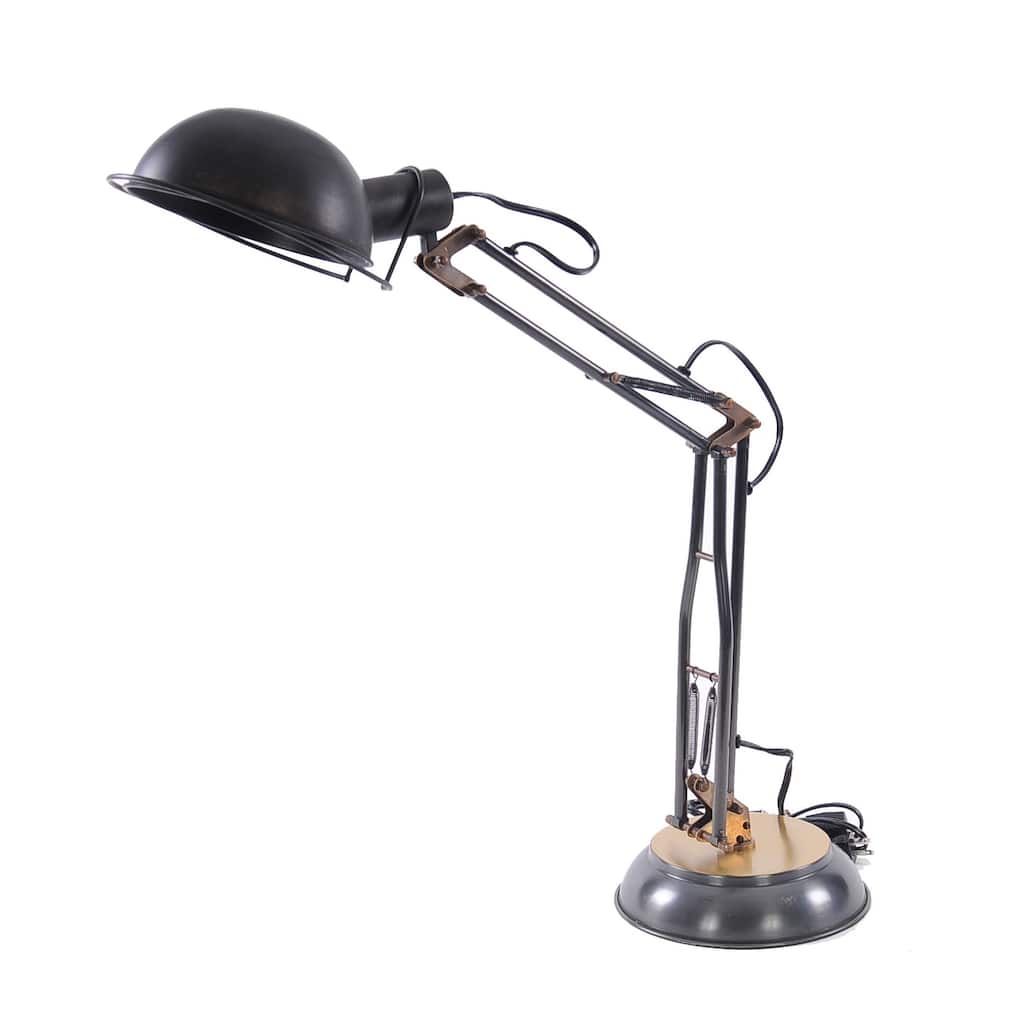 33" Modern Desk Table Lamp with Black Metal Dome Shade and Push Switch for Living Room - 33" H x 8" W x 14" D