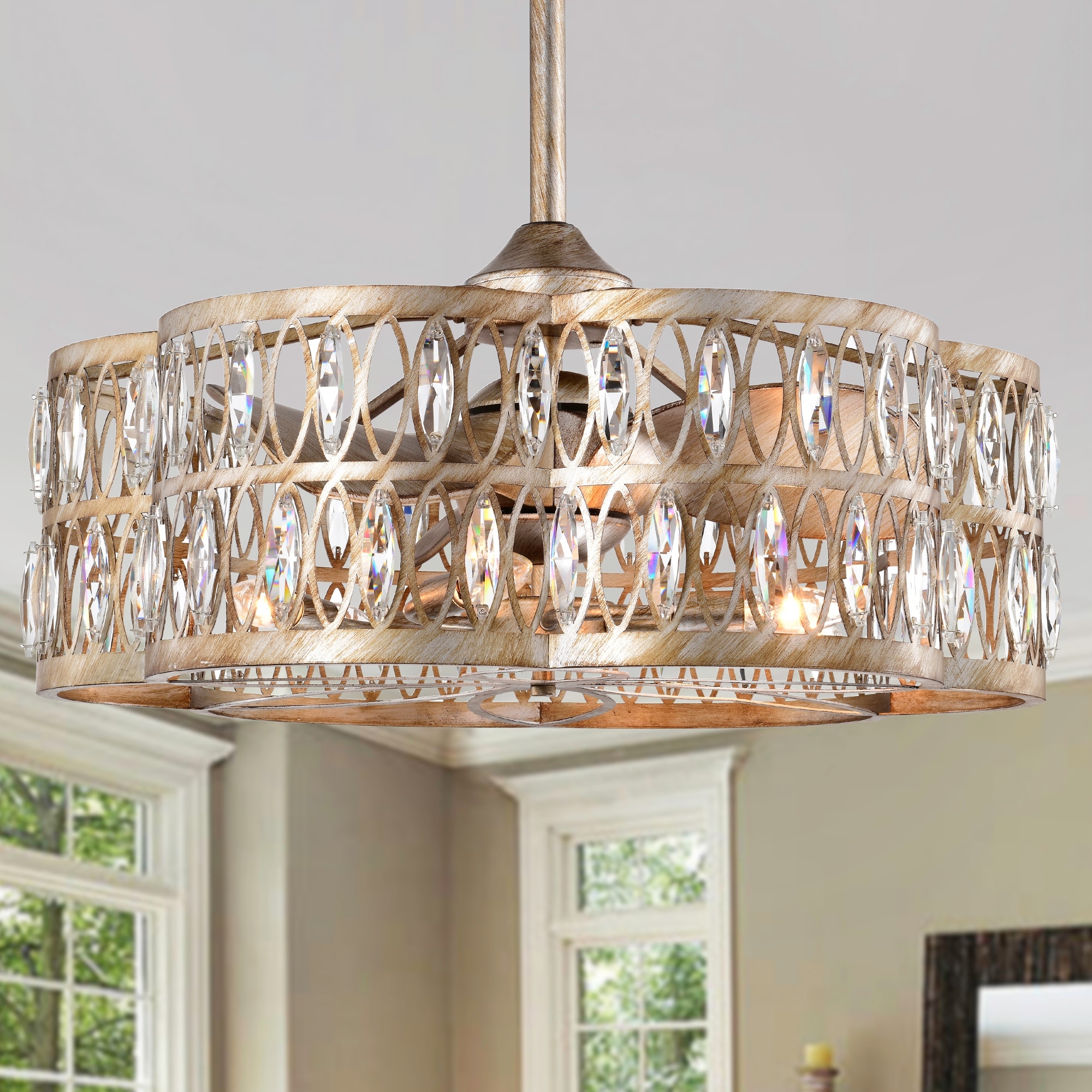 Warehouse of Tiffany Annata Rustic-Gold-6-Light 23 Inch Ceiling Fan Fanderlier with Remote - Gold