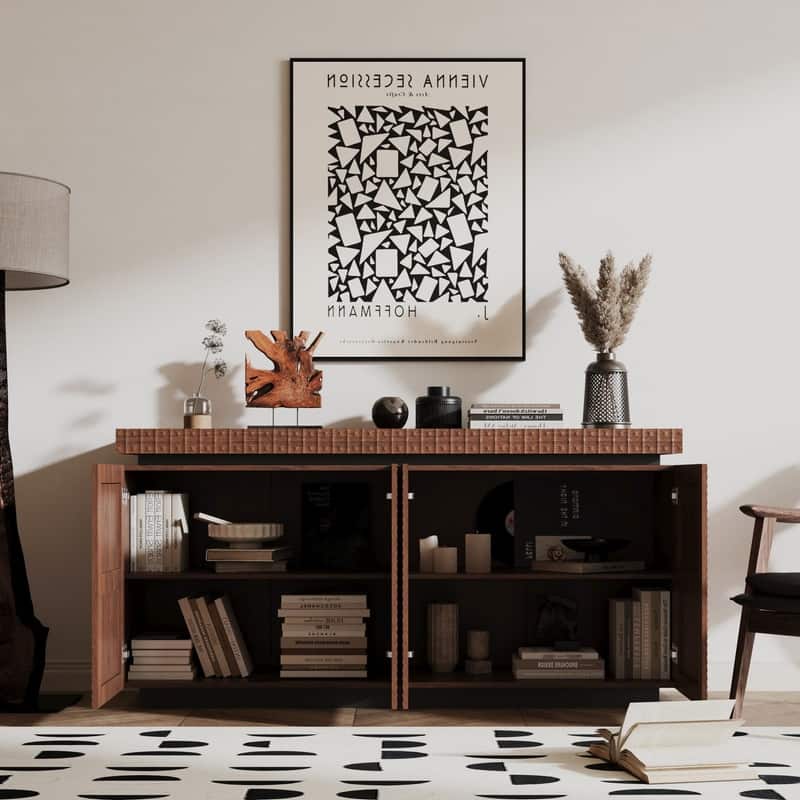Modern 58.3" Sideboard Buffet Cabinet with Easy Clean Durable Storage and Anti-Collision Design for Your Home