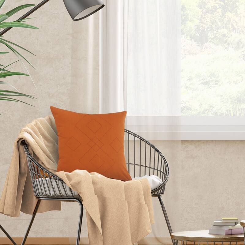 20" Amber Embroidered Square Throw Pillow