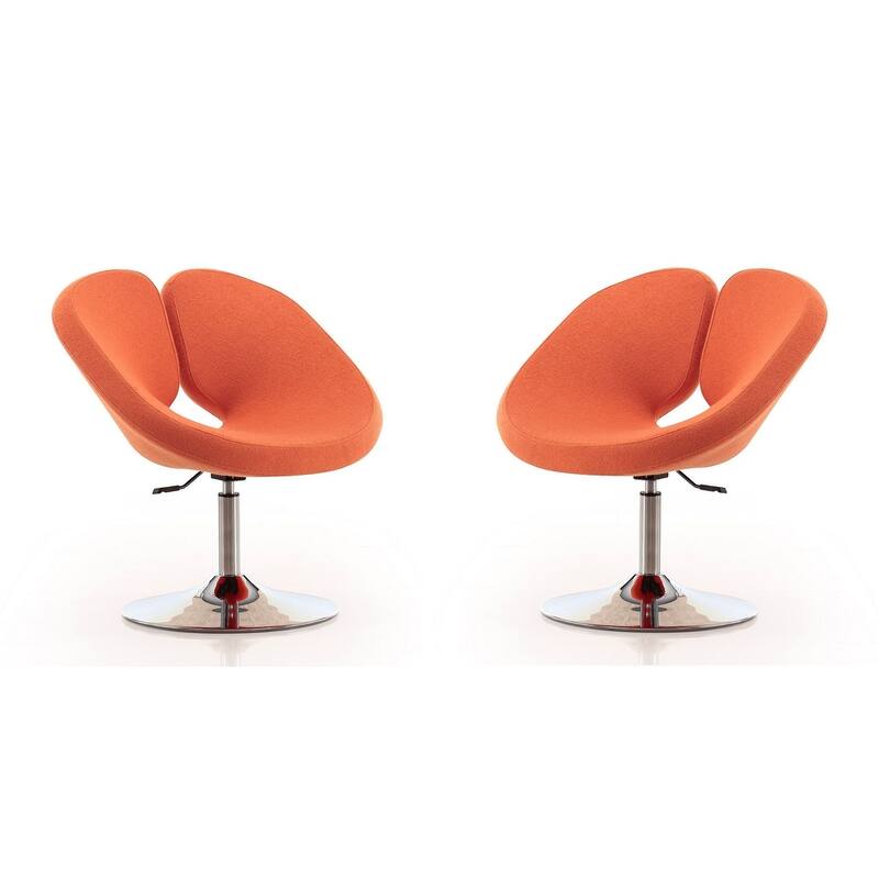 Manhattan Comfort Perch Chrome Wool Blend Adjustable Chair (Set of 2)