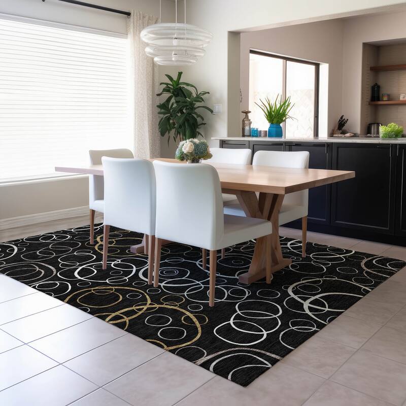 Machine Washable Indoor/ Outdoor Contemporary Nexus Chantille Rug