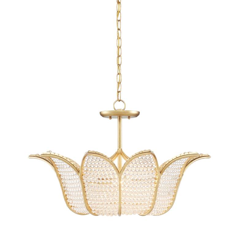 Currey & Company Bebe Chandelier - 16.75"h x 26.75"dia - 16.75"h x 26.75"dia - Contemporary Gold Leaf/Clear