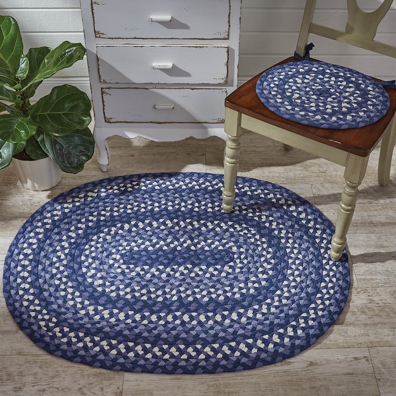Park Designs Bluestone Braided Blue Oval Indoor Rug 32" x 42" - 2'8"x3'6"