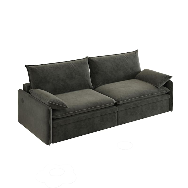 Convertible Sleeper Sofa Bed with Storage and USB Port Modern Chenille Fabric for Versatile Living Spaces
