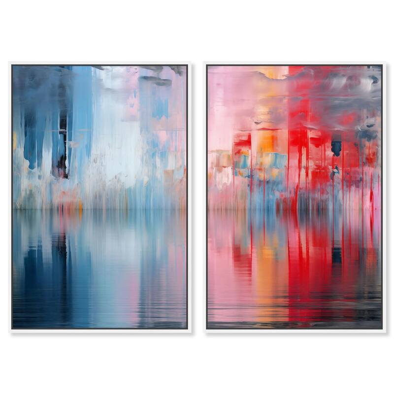 Prism on Water Canvas Set of 2 by Art Remedy - 20" x 30" - White