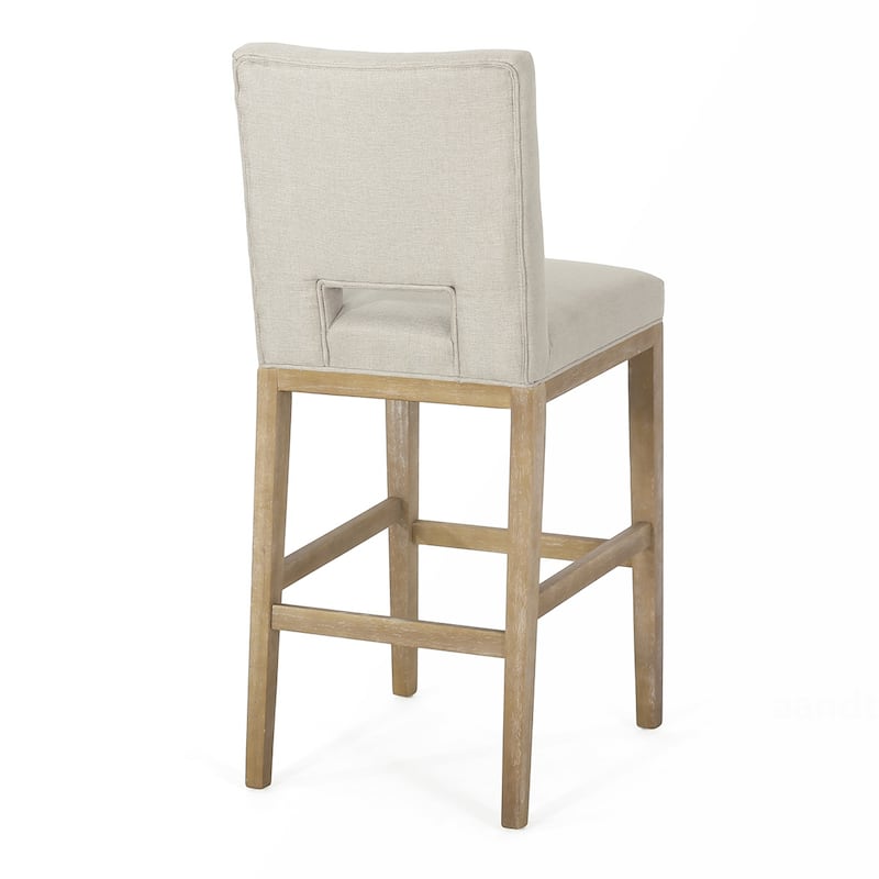 2PCS Fabric Counter Wood Frame Bar Stool