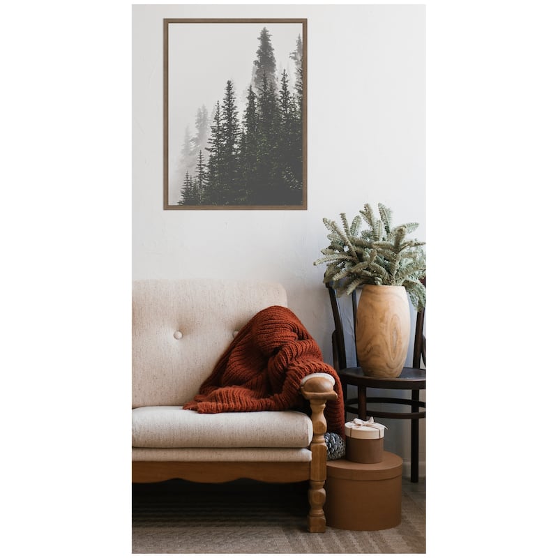 Kate and Laurel Sylvie Framed Canvas Tree Top Mountains by Alicia Abla