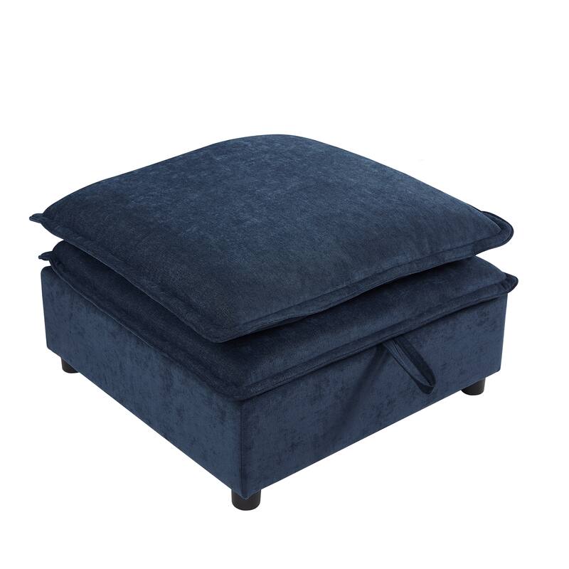124.4" Polyester U-Shaped Modular Sleeper Sofa with Storage & Double-Layer Cushions