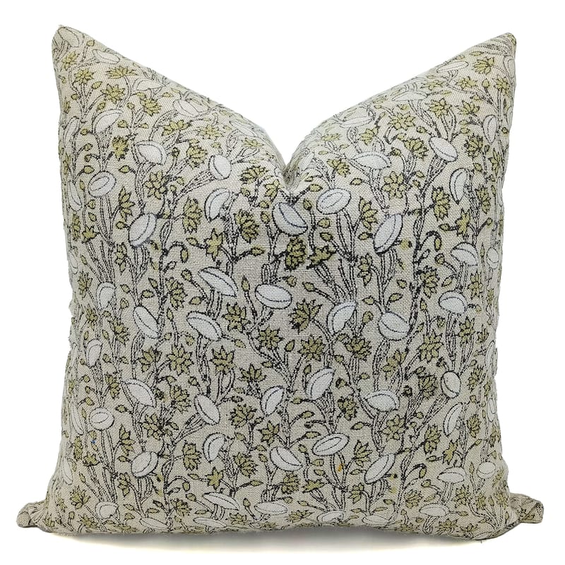 Linen Boho Block print pillow Cover - Pishta - Pillow Covers - 14" x 36"