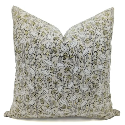 Linen Boho Block print pillow Cover - Pishta