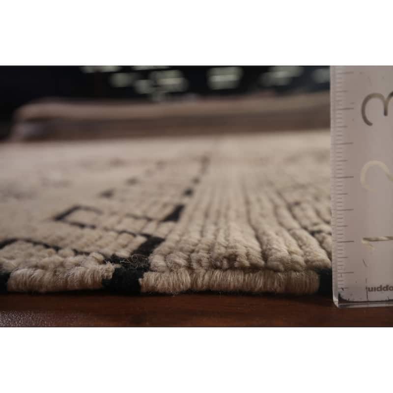 Ivory Moroccan Oriental Area Rug Hand-Knotted Wool Carpet - 8'10"x 12'3"