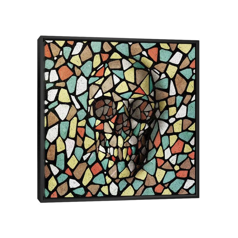 iCanvas "Mosaic Skull Color" by Ali Gulec Framed Canvas Print - Black - 37x37