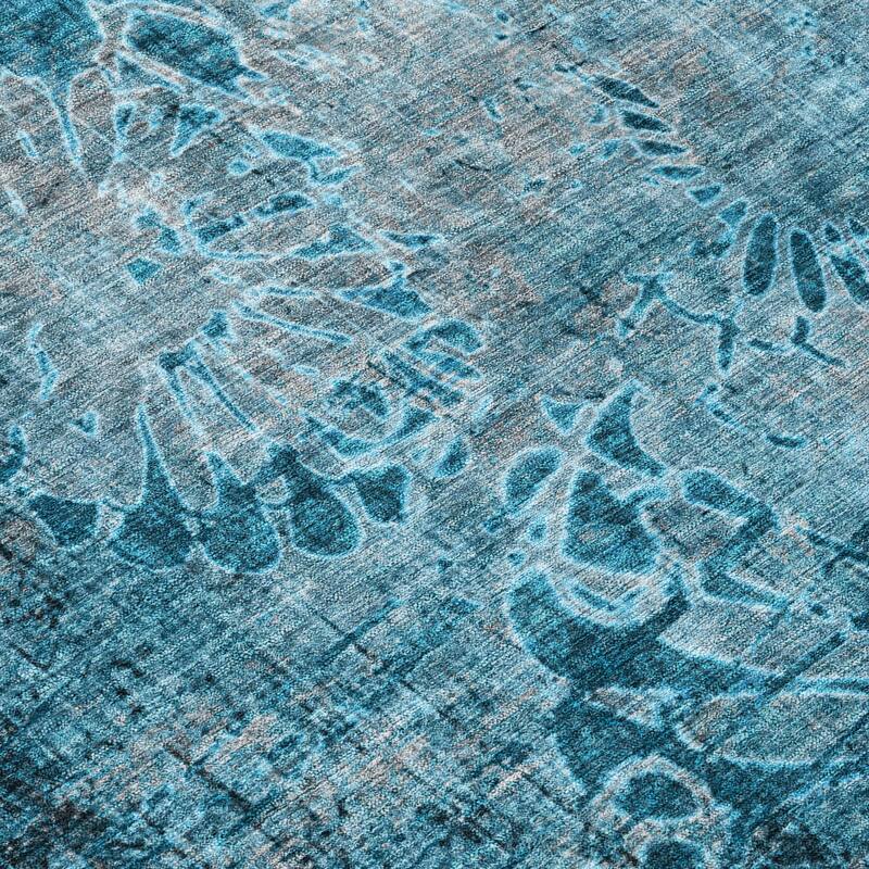 Machine Washable Indoor/ Outdoor Modern Floral Chantille Rug