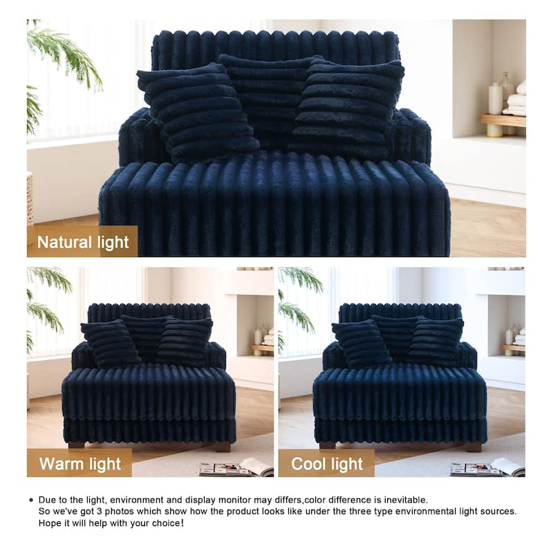 Modern Upgraded Plush Fabric Sofa Chaise Lounge with Pillows