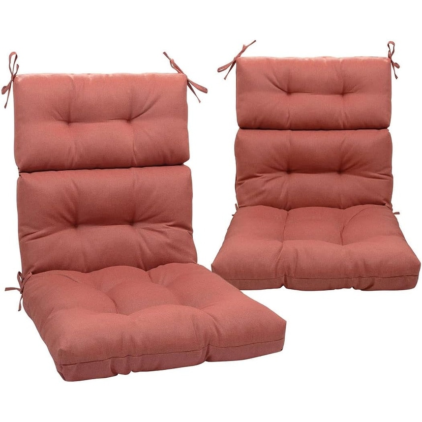 Indoor/Outdoor High Back Chair Cushion Set of 2, Waterproof Chaise Lounge Sun Lounger Cushions