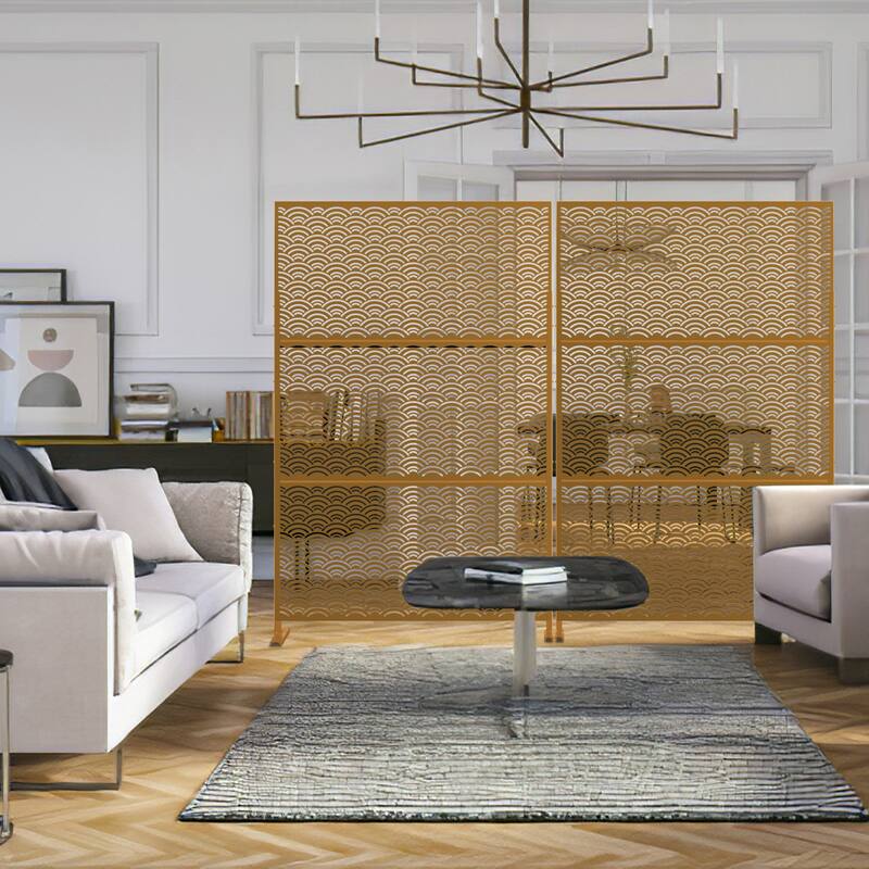 Metal Privacy Screen Wall Decoration Free Standing-6.3 ft. H X 4 ft. W