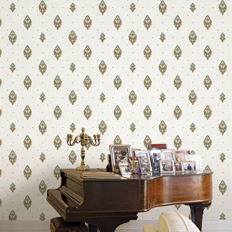 Galerie Wallcoverings Opulence Collection Italian Motif Vinyl on Non-woven Glitter/Shimmer Wallpaper Roll Double Width