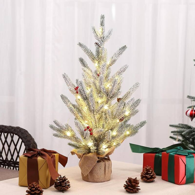 2 Ft Prelit Table Top Small Christmas Tree with Lights - 2 ft