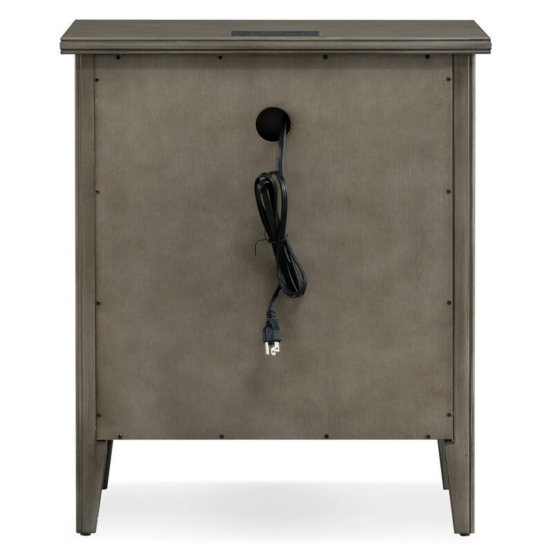 Laurent Solid Wood Side Table with USB-C Charging Station