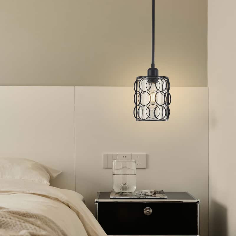 1 - Lightweight hanging pendant light with glass shade, E26 head for kitchen island, room (set of 2)