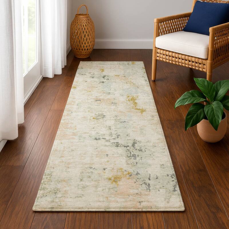 Premium Washable Super Soft Abstract Vintage Mayfield Rug - Beige - 2'3" x 7'6"