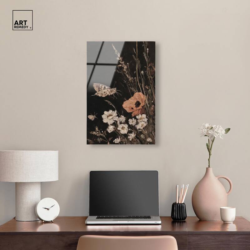 Poppy and Moth II Acrylic by Art Remedy, Ready to Hang