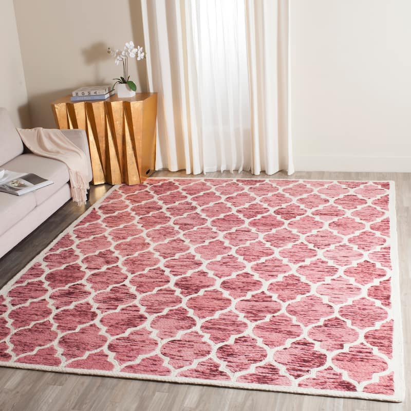 SAFAVIEH Handmade Himalaya Unnie Modern Wool Rug - 8' x 10' - Red/Ivory
