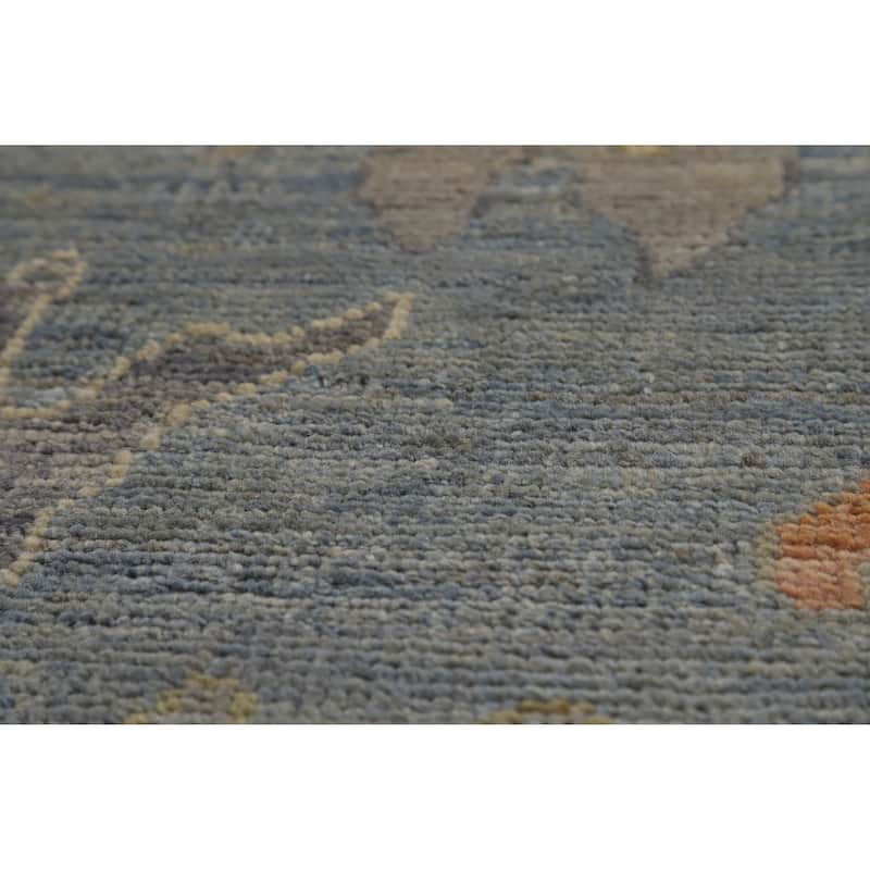 Hand Knotted Oriental 100% Wool Carpet Transitional All-Over Navy Blue & Blues Oushak Area Rug - 9' 11'' X 8' 4''