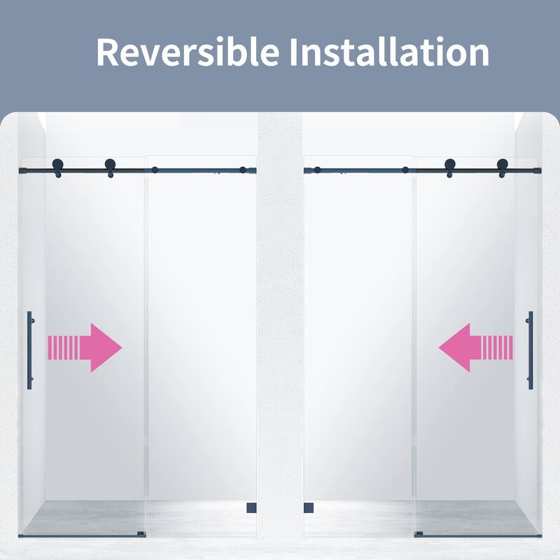 46-48" Frameless Sliding Shower Door with Soft-Close, 8mm Tempered Glass, Adjustable Single Bypass Design - 48x76"