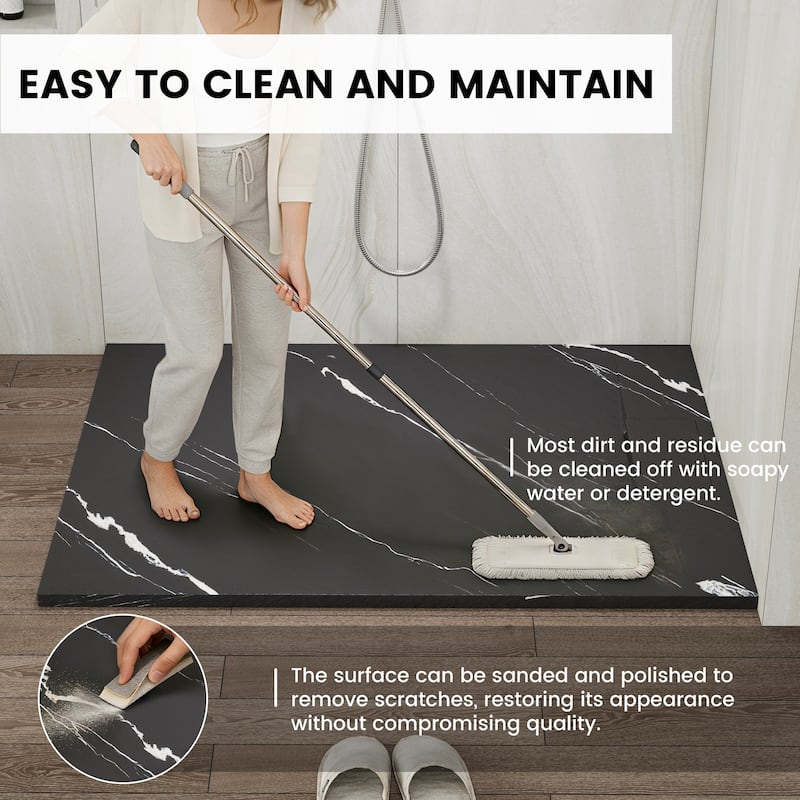 SMC Alcove Shower Pan Base with Reversible Drain, Low Profile, Wheelchair Access, Slip-Resistant, cUPC Certified