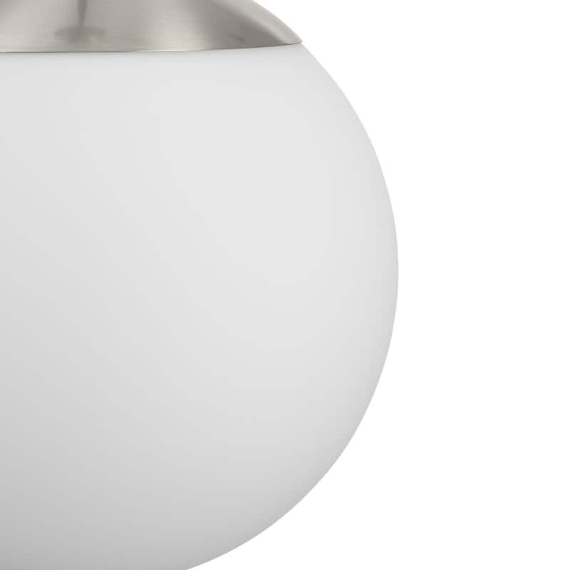 Atwell Collection Brushed Nickel and Opal Glass Globe Small Hanging Pendant Light - 8 in x 8 in x 8.5 in