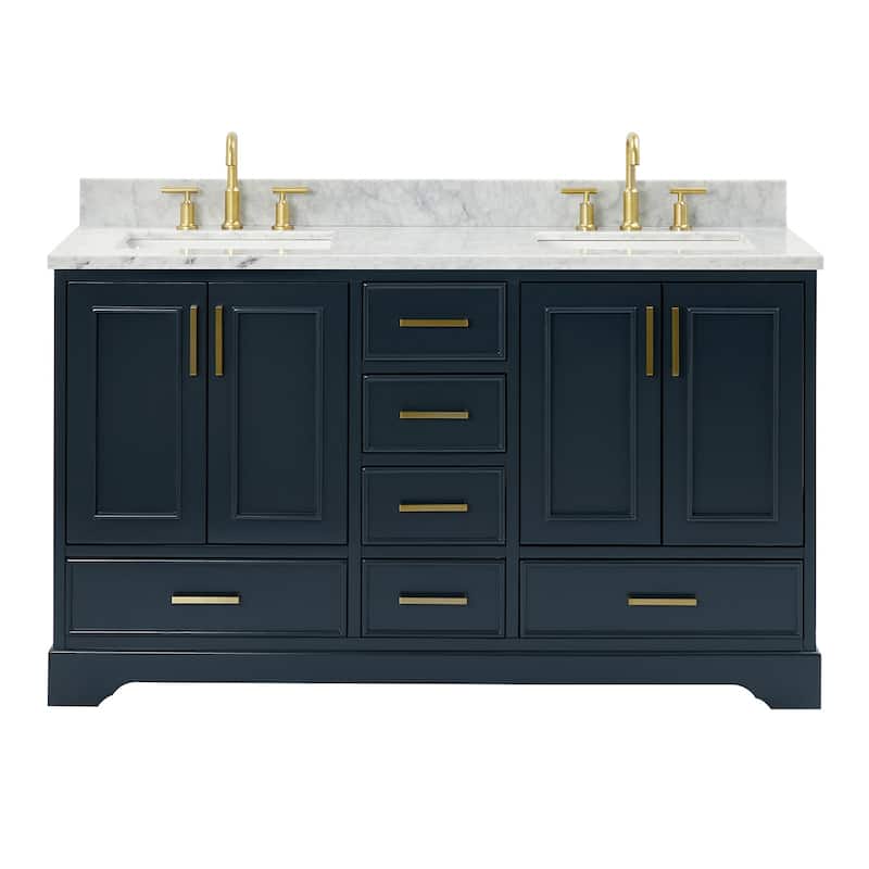 Ariel M061DCW2RVO Stafford 61" Free Standing Double Basin Vanity Set - Midnight Blue - Painted