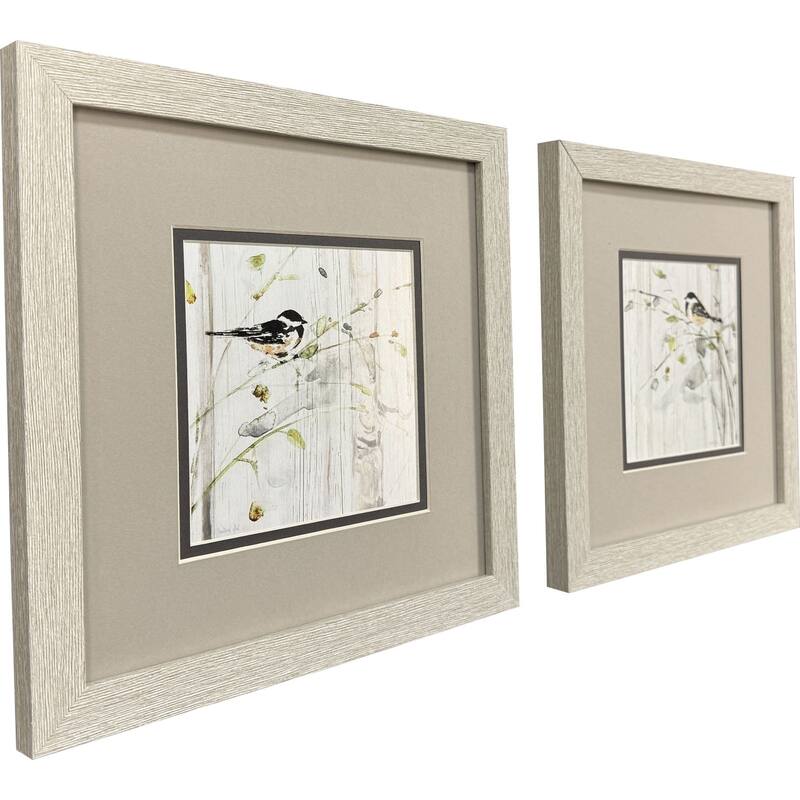 HomeRoots Set Of Two Heavenly Spring Distressed White Framed Wall Art