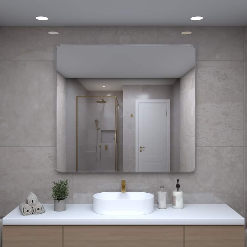 36 Inch Black Rectangular Mirror Metal Framed Mirror Vanity Mirror Dressing Mirror, for Bathroom, Living Room - 40 - 40