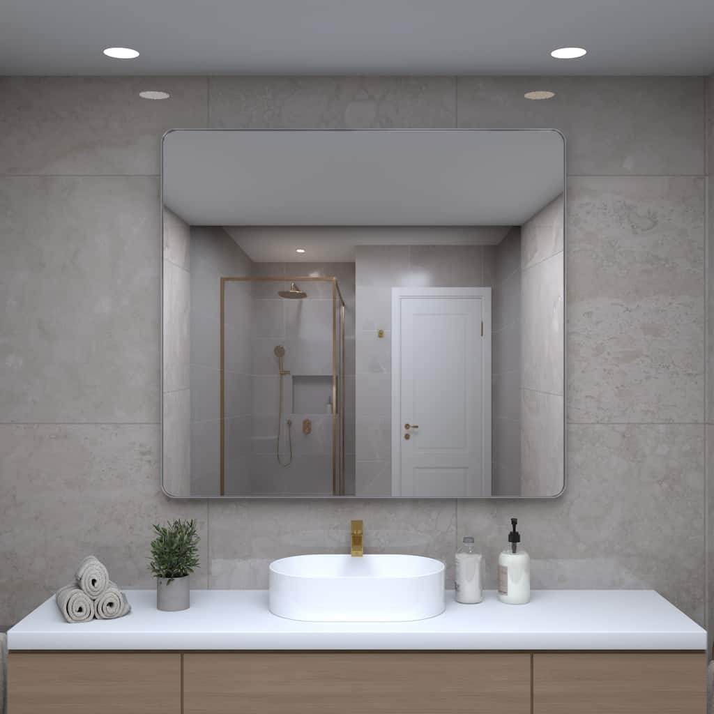 36 Inch Black Rectangular Mirror Metal Framed Mirror Vanity Mirror Dressing Mirror, for Bathroom, Living Room - 40