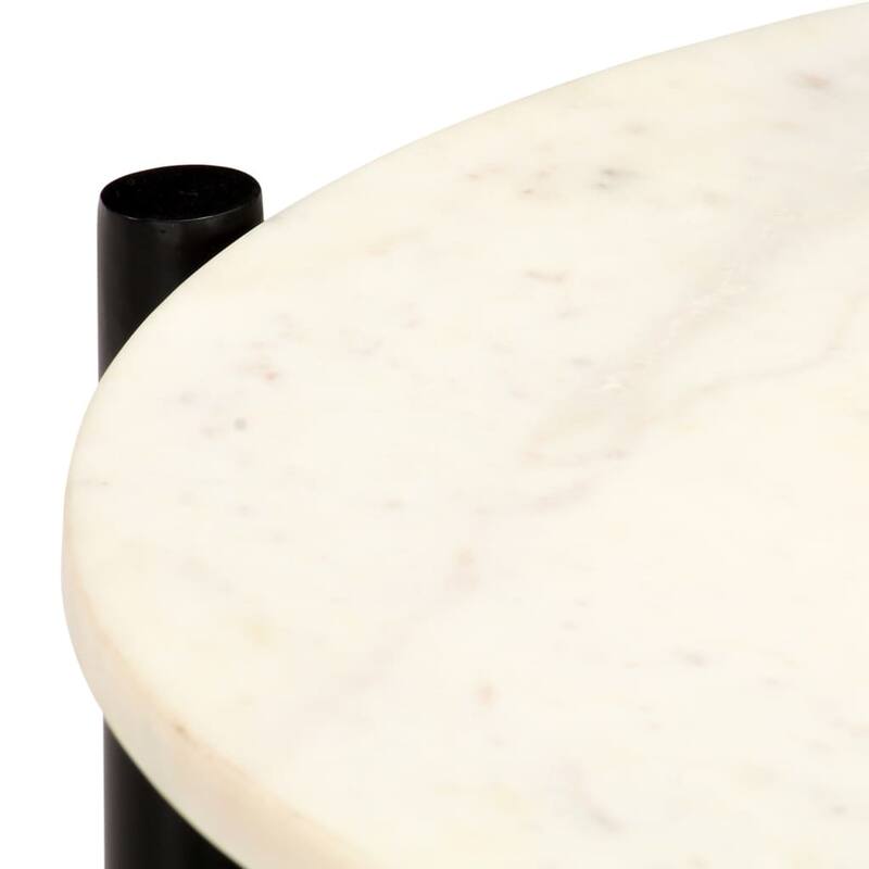 vidaXL Coffee Table Real Stone with Marble Texture Table Furniture Green/White - 23.6"x23.6"x13.8"