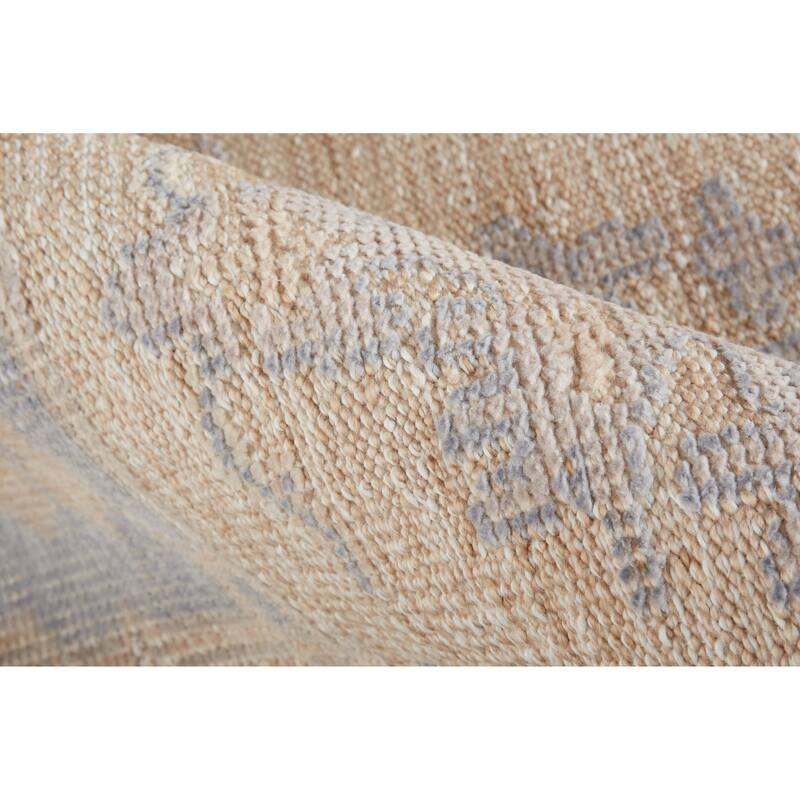 Tierney Eco Friendly PET Oushak Area Rug, Ivory Tan/Stone Blue