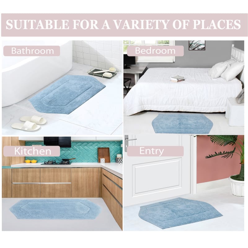 Waterford Collection 100% Cotton Non-Slip Bathroom Rug Set, Machine Washable Bath Rug, 5 Piece Bath Mat Set with Contour