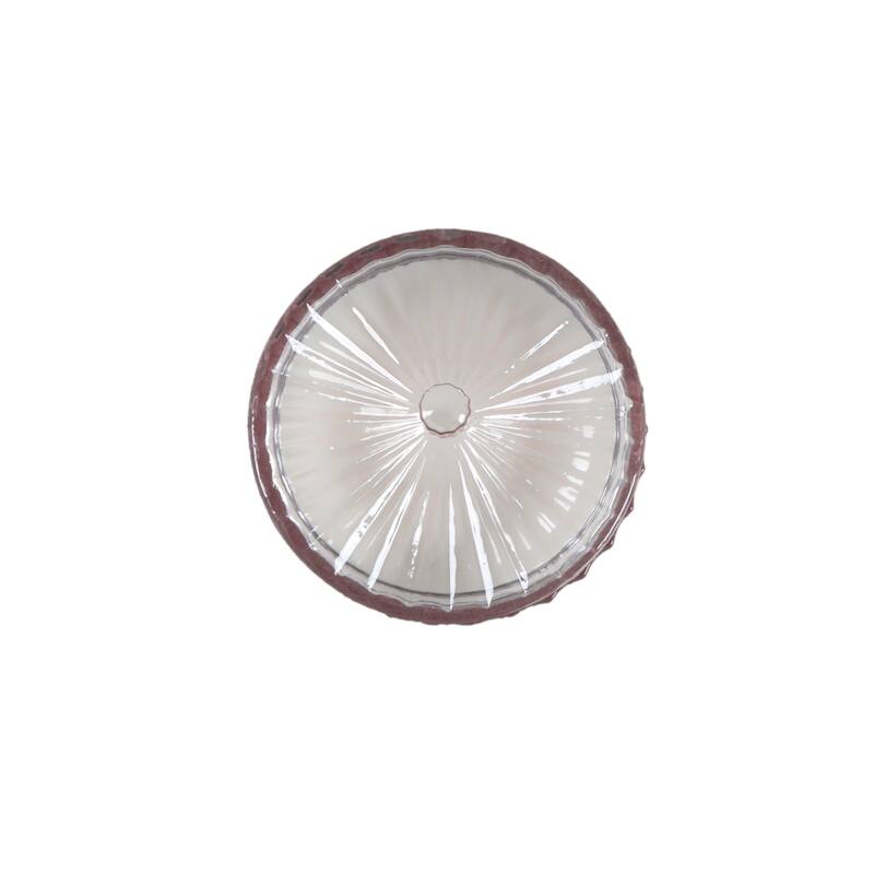 5.5inD Glass Rib Apothecary Candle with Lid - Peony