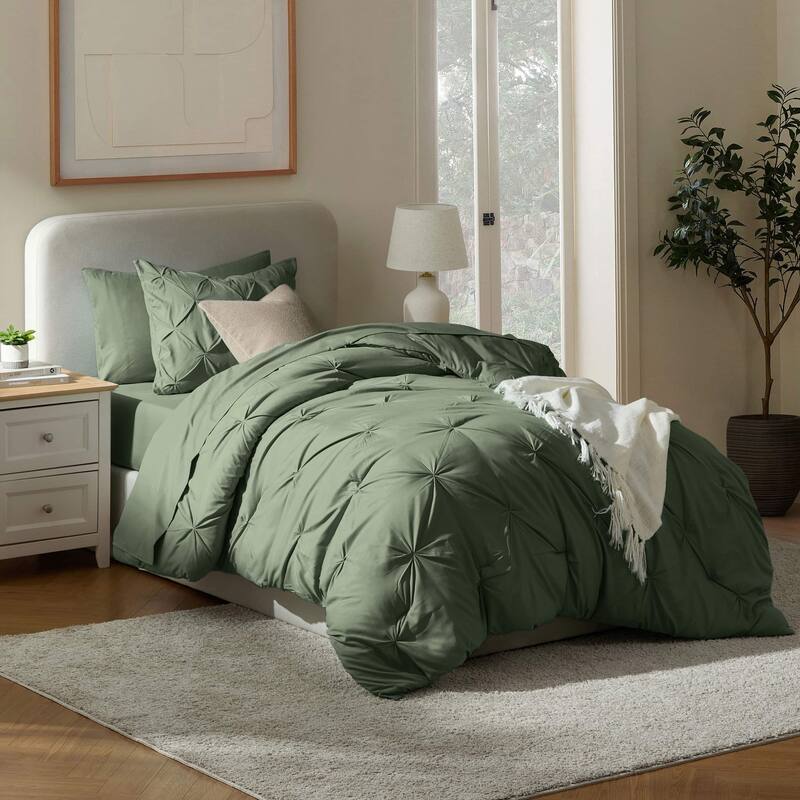 Nestl Pinch Pleate Comforter Set Bed in a Bag with Cooling Pillow