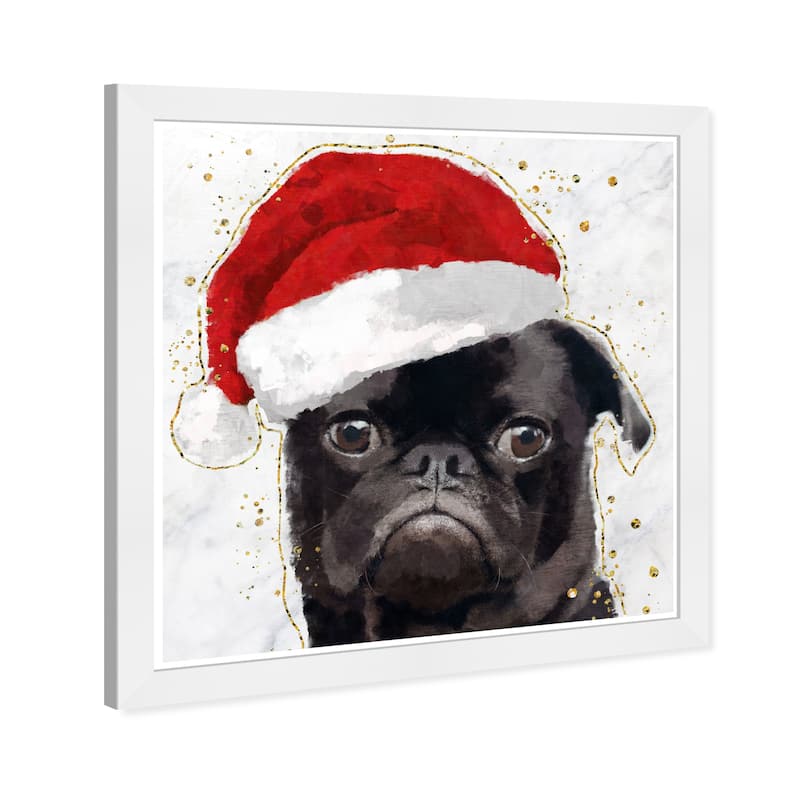 Wynwood Studio Prints Animals Holiday Pug Red and Glam Wall Art Canvas Print
